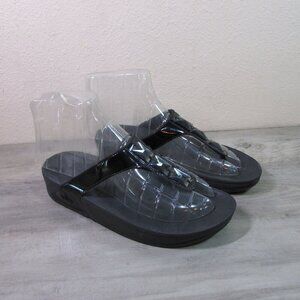 fitflop Women's 9 Pietra Beaded Thong Flip Flop Sandal - Black